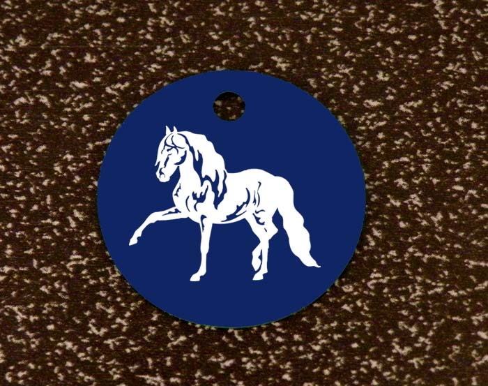 Personalized aluminum bridle tag with your choice of horse design 2 and engraved text. Equestrian Bridle Tag