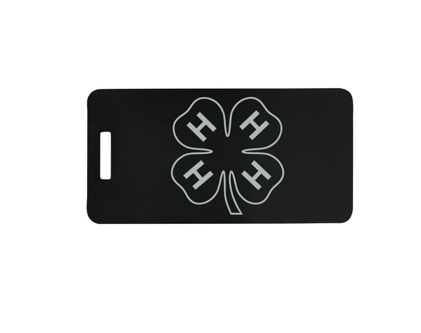 Engraved aluminum luggage tag with your choice of 4-H logo and personalized text. 4-H Backpack Tag
