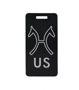 Engraved aluminum luggage tag with your choice of horse breed logo and personalized text. Horse Backpack Tag