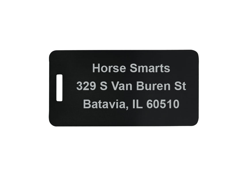 Anodized aluminum luggage tag with your choice of personalized engraved text. Backpack Tag
