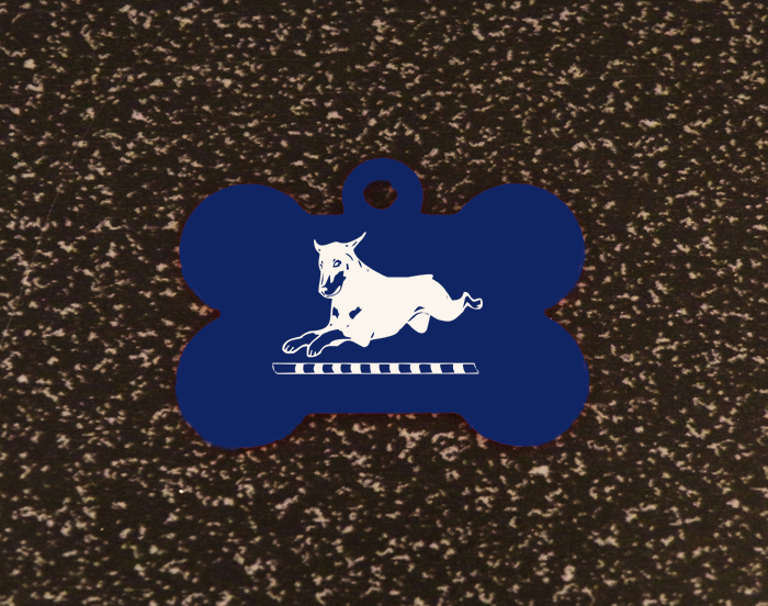 Personalized Doberman dog design aluminum dog bone ID tag for your dog's collar. Doberman ID Tag