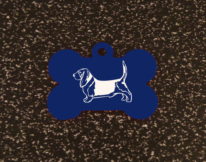 Personalized dog design 1 aluminum dog bone ID tag for your dog's collar. Dog Name Tag