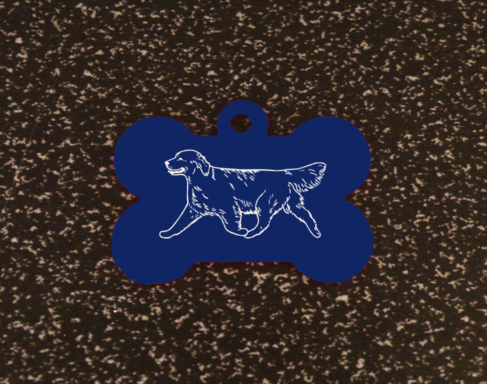Personalized Golden Retriever dog design aluminum dog bone ID tag for your dog's collar.