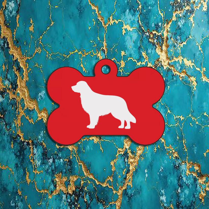 Personalized Golden Retriever dog design aluminum dog bone ID tag for your dog's collar.