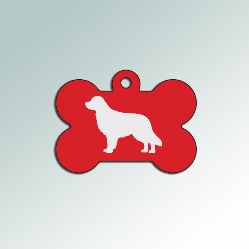 Personalized Golden Retriever dog design aluminum dog bone ID tag for your dog's collar. 80+ Golden Retriever designs to choose from.