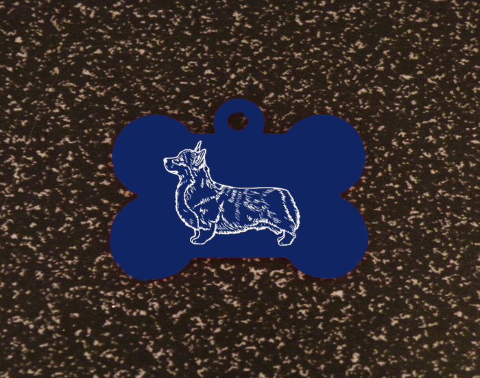 Personalized Welsh Corgi design aluminum dog bone ID tag for your dog's collar. Corgi ID Tag