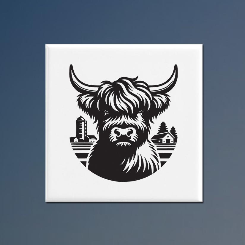 Personalized ceramic farm animal trivet with an engraved farm animal design and custom text.