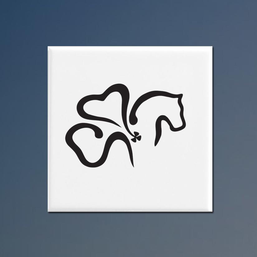 Personalized ceramic horse breed trivet with your choice of a horse breed logo and custom engraved text.