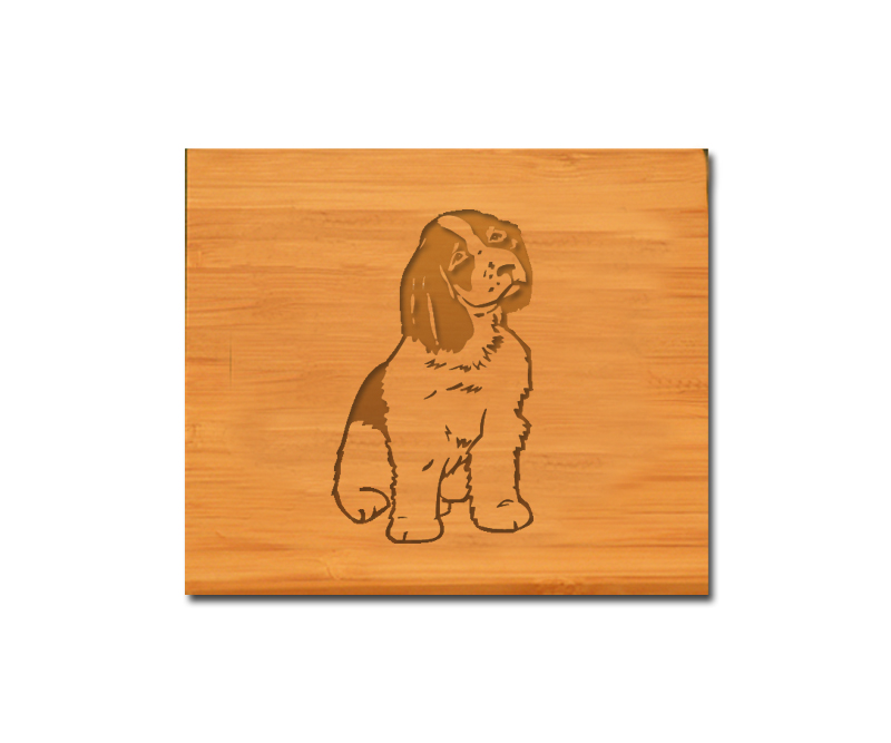 Custom engraved bamboo coaster set with your choice of dog design 3 and personalized text. Bamboo Dog Coasters