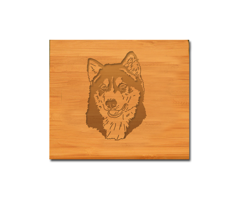 Custom engraved bamboo coaster set with your choice dog design 4 and personalized text. Dog Coasters