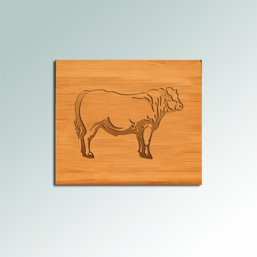 Personalized bamboo farm animal coaster set with engraved text and choice of farm animal design. 100+ farm animal designs to choose from.