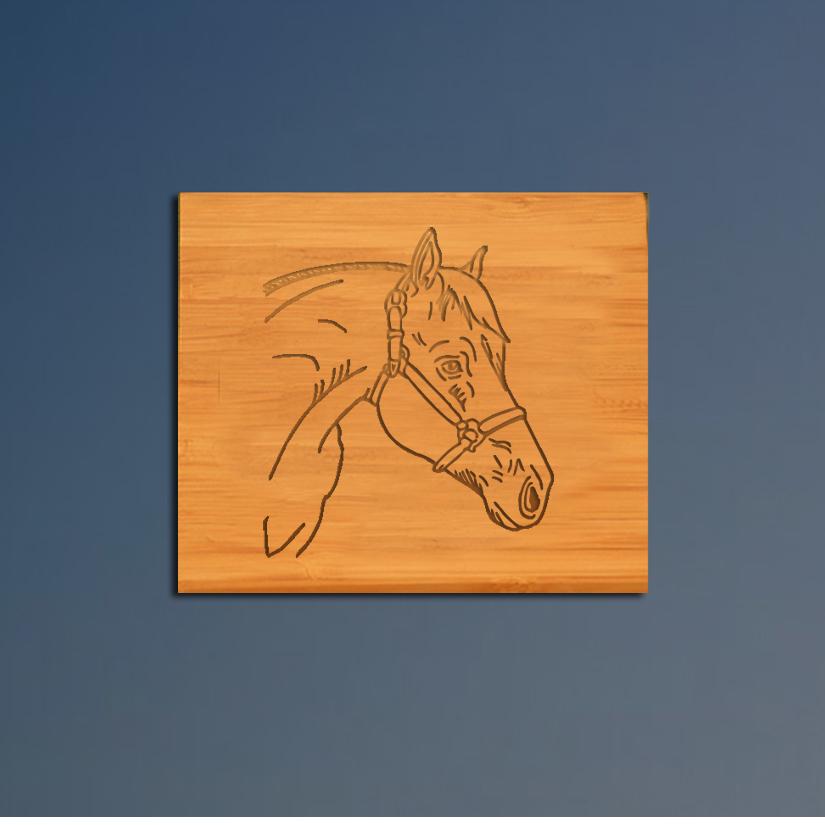 Personalized bamboo horse coaster set with engraved text and choice of horse design. 145+ horse designs to choose from.