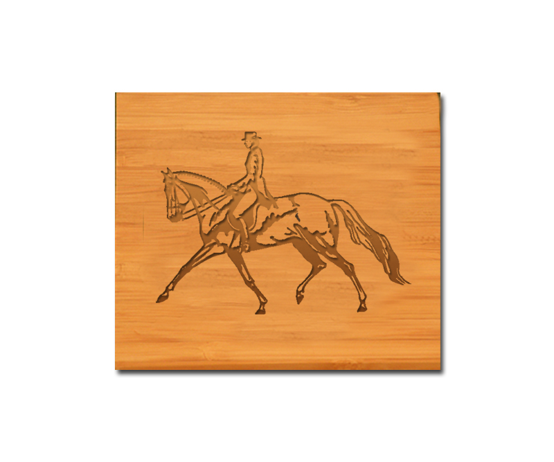 Custom engraved bamboo coaster set with your choice of horse design 2 and personalized text. Bamboo Horse Coasters