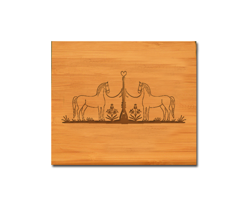 Personalized bamboo coaster set with engraved text and choice of horse design 3. Equestrian Coasters