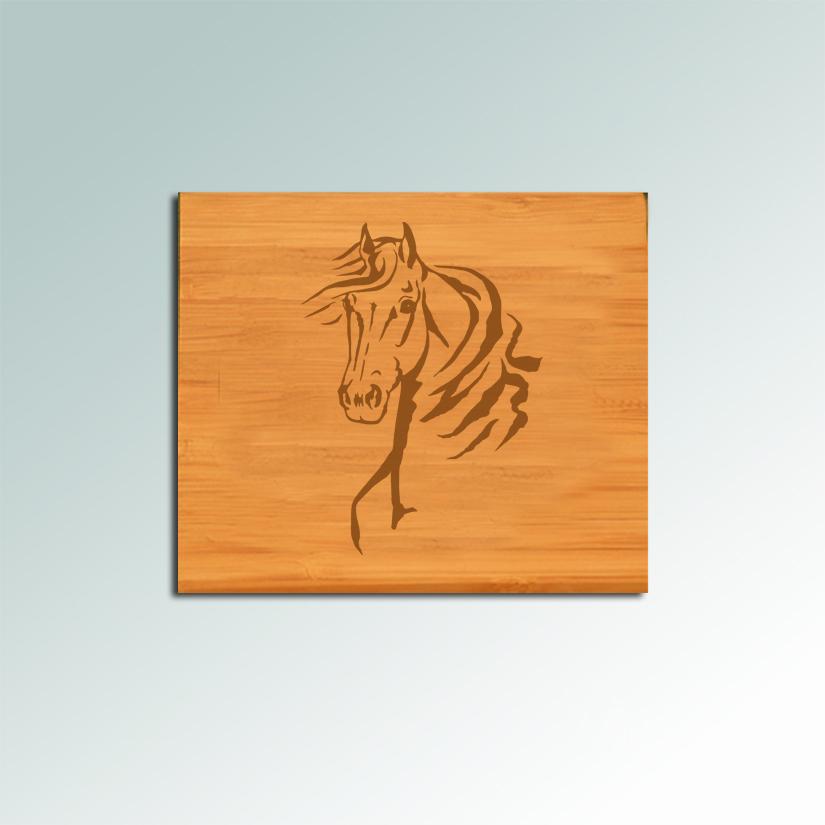 Personalized bamboo horse silhouette coaster set with engraved text and choice of horse silhouette 85+ horse silhouettes to choose from.