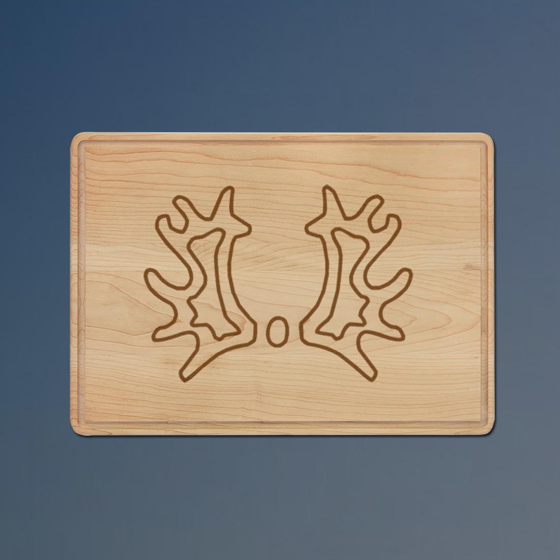 Personalized drip ring maple cutting board with a horse breed logo and custom engraved text. 25+ horse breed logos to choose from.