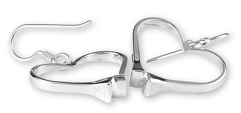 Horseshoe nail heart sterling silver equestrian jewelry earrings. Made in the USA