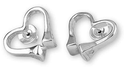 Horseshoe nail heart sterling silver equestrian jewelry post earrings. Made in the USA