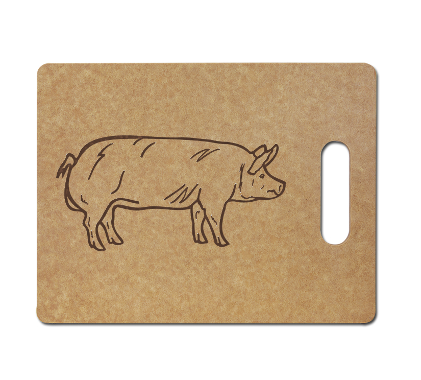 Custom engraved eco-friendly cutting board with farm animal design and personalized text. Farm Animal Eco Cutting Board