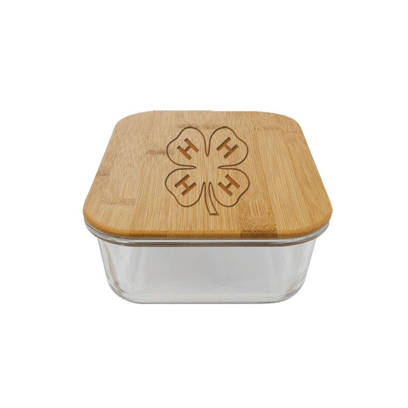 Food storage container with your choice of custom engraved 4-H logo and personalized text. 4-H Food Storage