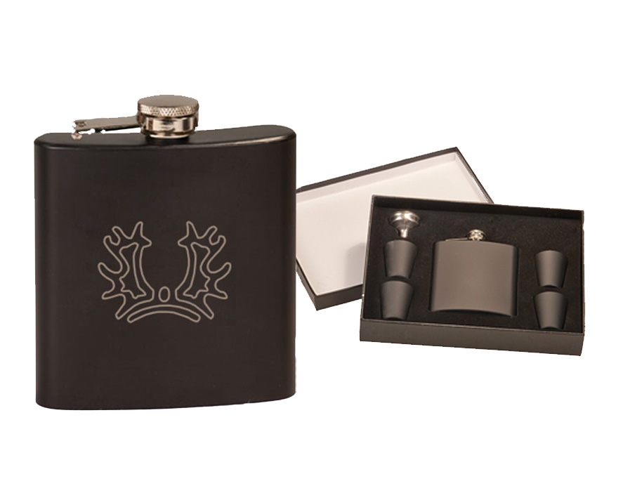 Colored Stainless Steel Engraved Flask with Horse Breed Logo