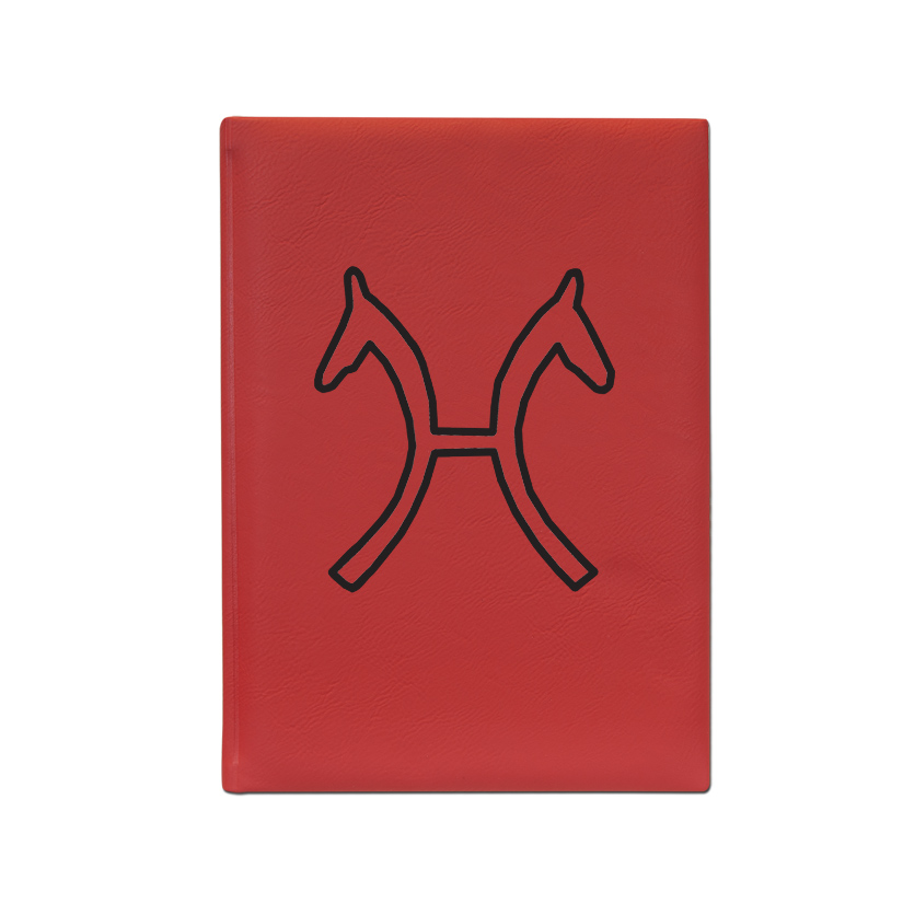 Personalized sketchbook with your choice of horse breed logo and custom engraved text. Equestrian Sketchbook
