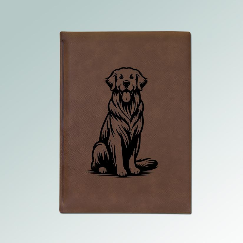 Personalized Golden Retriever sketchbook with your choice of Golden Retriever design and custom engraved text. 80+ Golden Retriever designs to choose from.