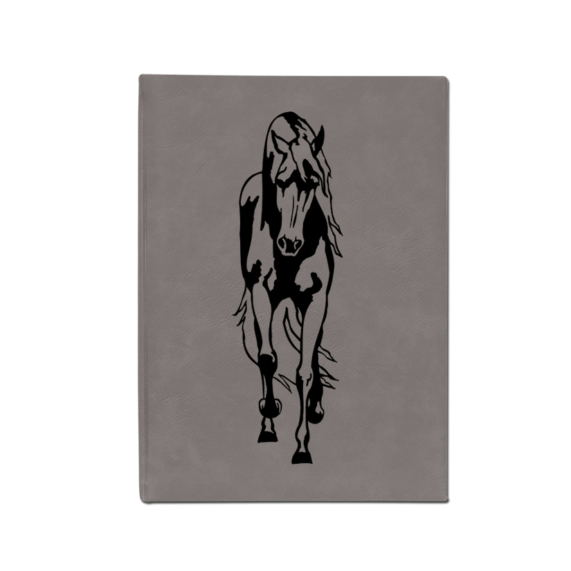 Personalized sketchbook with your choice of horse design and custom engraved text. Equestrian Sketchbook