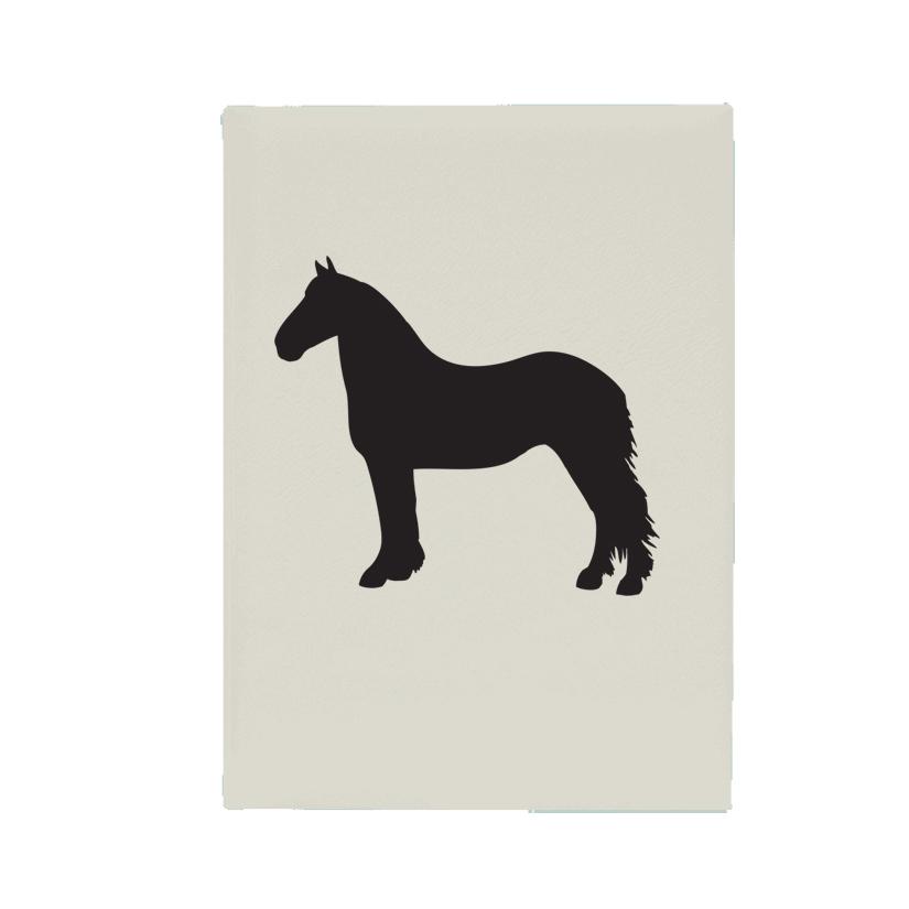Personalized sketchbook with your choice of horse silhouette and custom engraved text. Equestrian Sketchbook