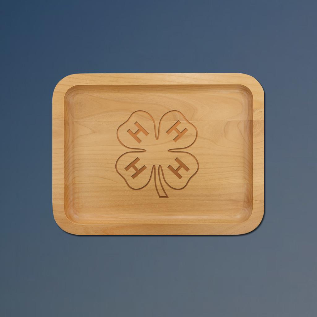 Alder wood 4-H tray with your choice of 4-H logo and personalized text. 6+ 4-H logos to choose from.