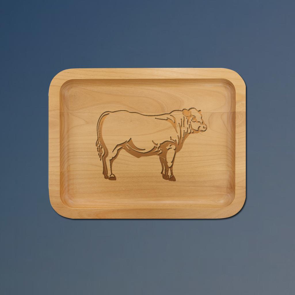 Alder wood farm animal tray with your choice of farm animal design and personalized text. 100+ farm animal designs to choose from.