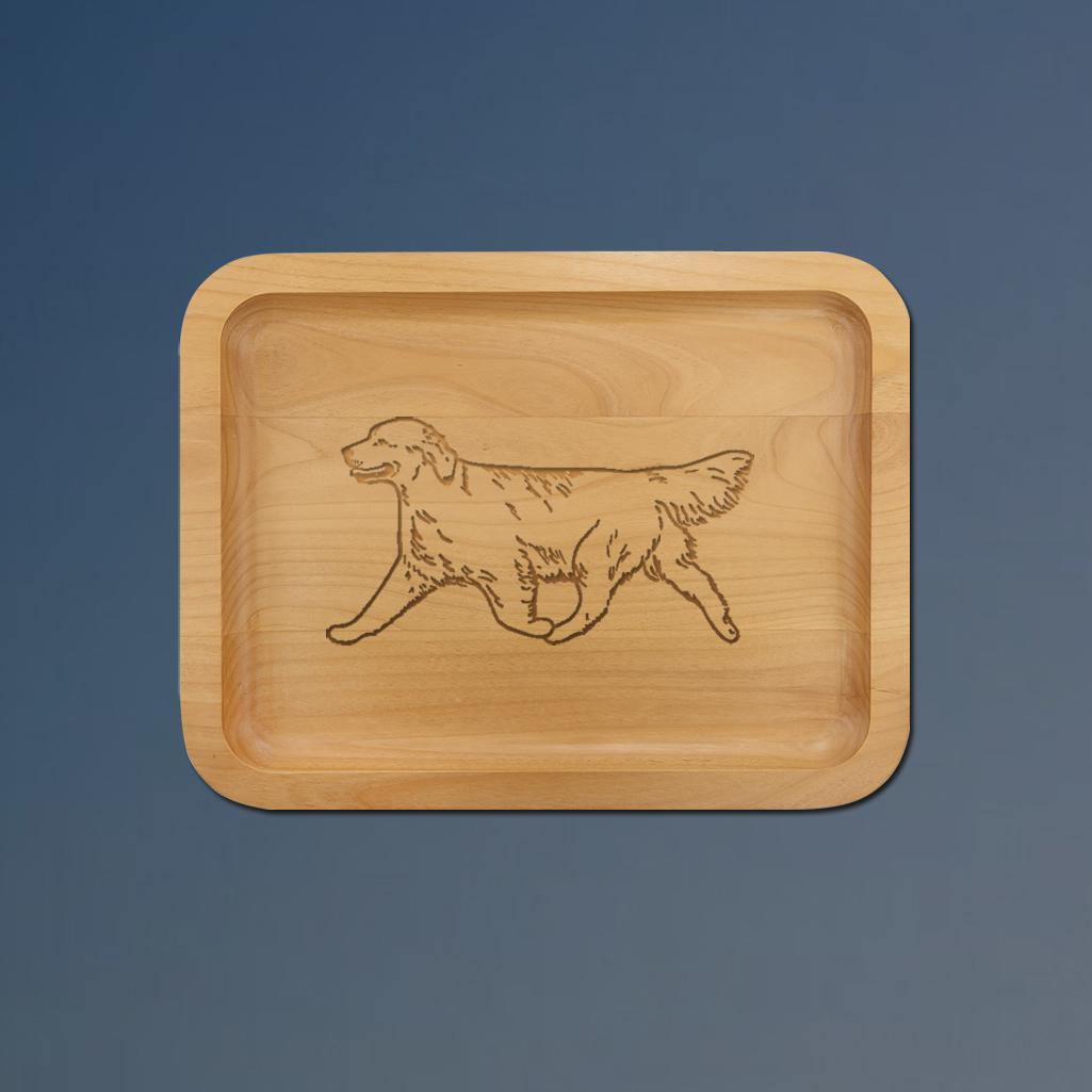 Golden retriever tray with your choice of golden retriever design and personalized text. 80+ Golden Retriever designs to choose from.