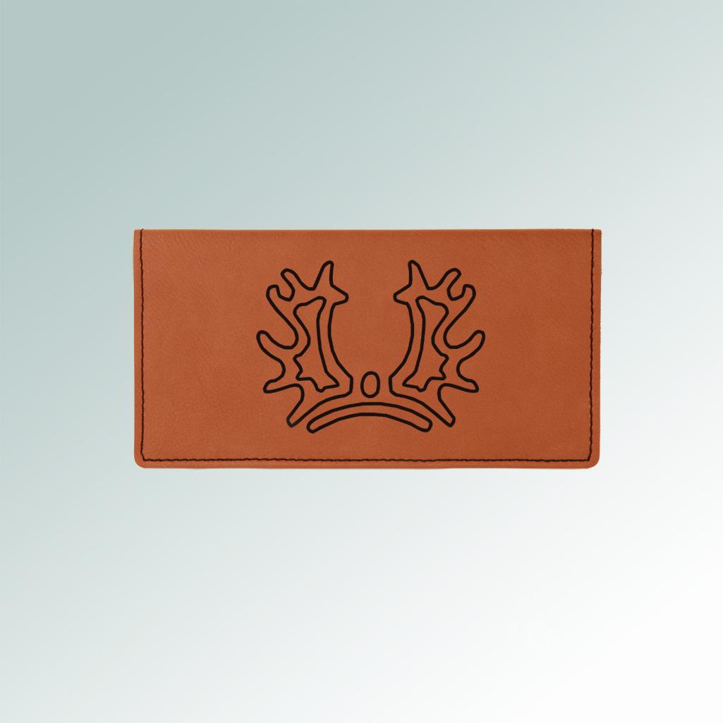 Personalized leatherette horse breed checkbook cover with custom engraved horse breed logo and text. 25+ horse breed logos to choose from.