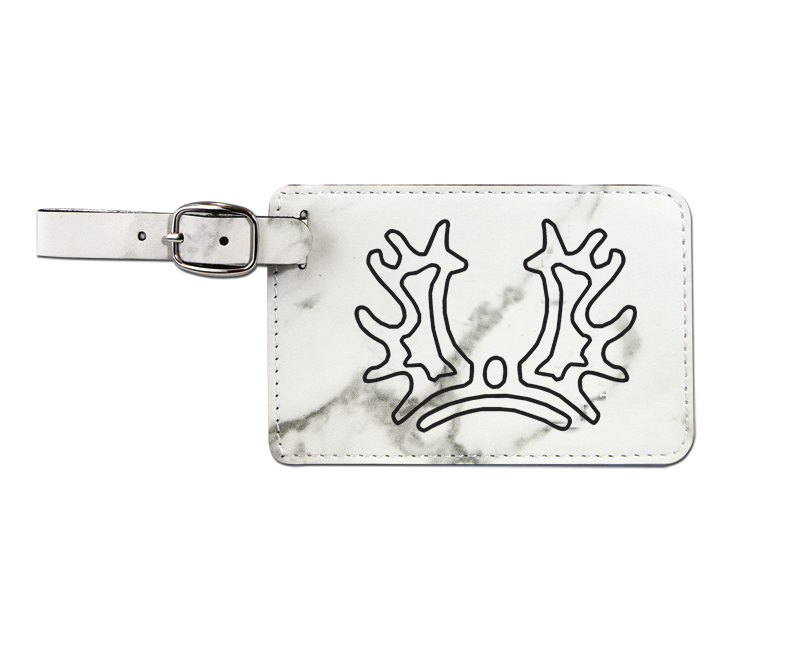 Leatherette engraved luggage tag with horse breed logo. Horse Luggage Tag