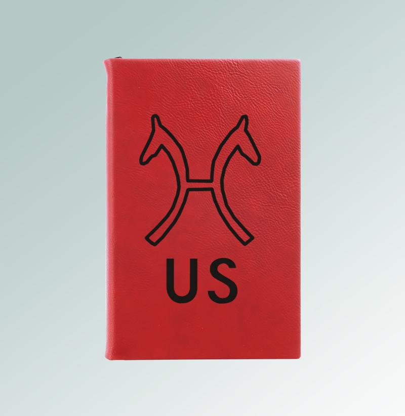 Custom engraved leatherette horse breed journal with your choice of horse breed logo and personalized text. 25+ horse breed logos to choose from.