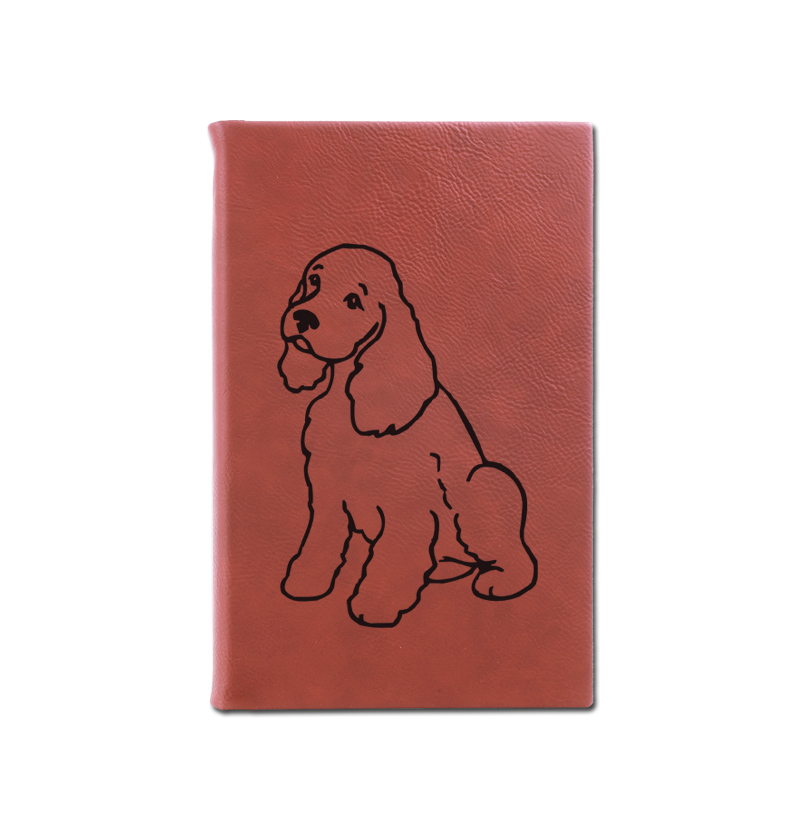 Personalized journal with your choice of dog design 3 and custom engraved text. Dog Journal