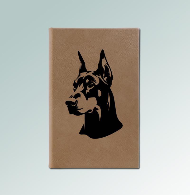 Personalized doberman journal with your choice of doberman design and custom engraved text. 25+ Doberman designs to choose from.