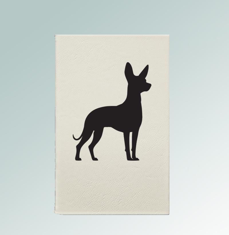 Custom engraved leatherette dog breed journal with your choice of dog breed design and personalized text. 100+ dog breeds to choose from.