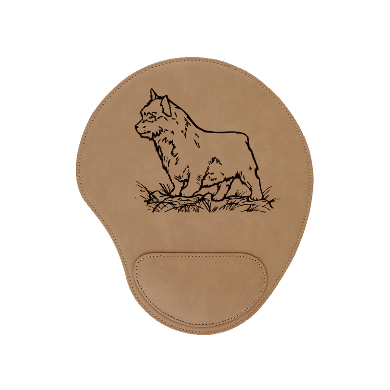 Personalized leatherette mouse pad with custom engraved dog design 3 and text. Dog Mouse Pad