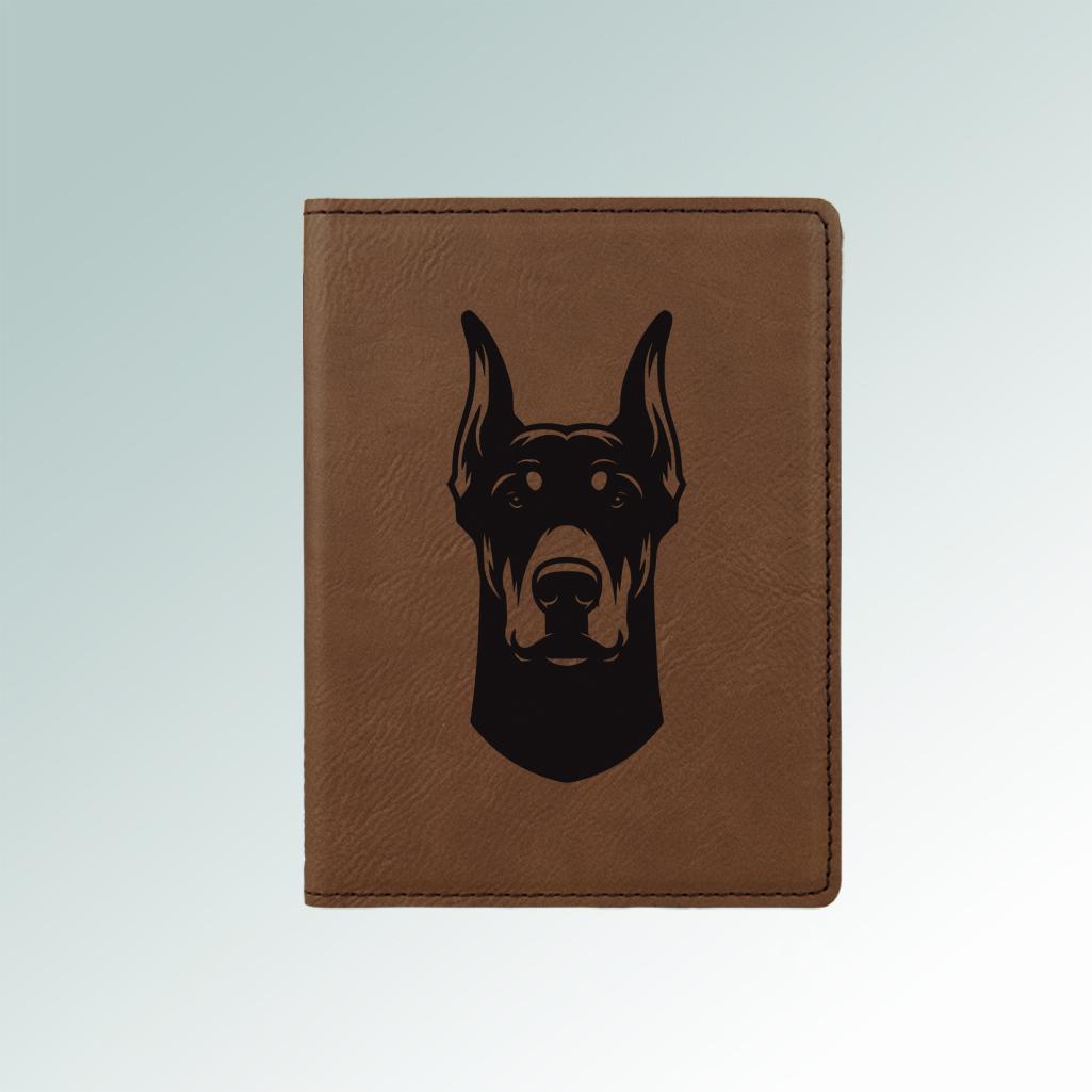 Personalized Doberman Passport Cover - Custom Leatherette Passport Holder - 25+ Doberman Pinscher Designs - Name Engraved Travel Wallet