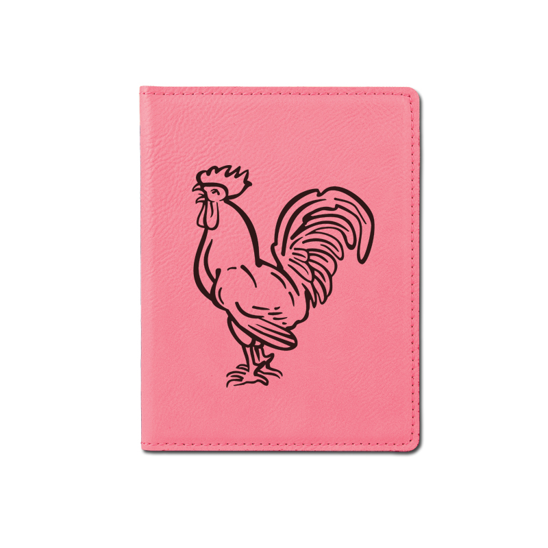Custom leatherette passport cover with personalized text and farm animal design. Farm Animal Passport Cover