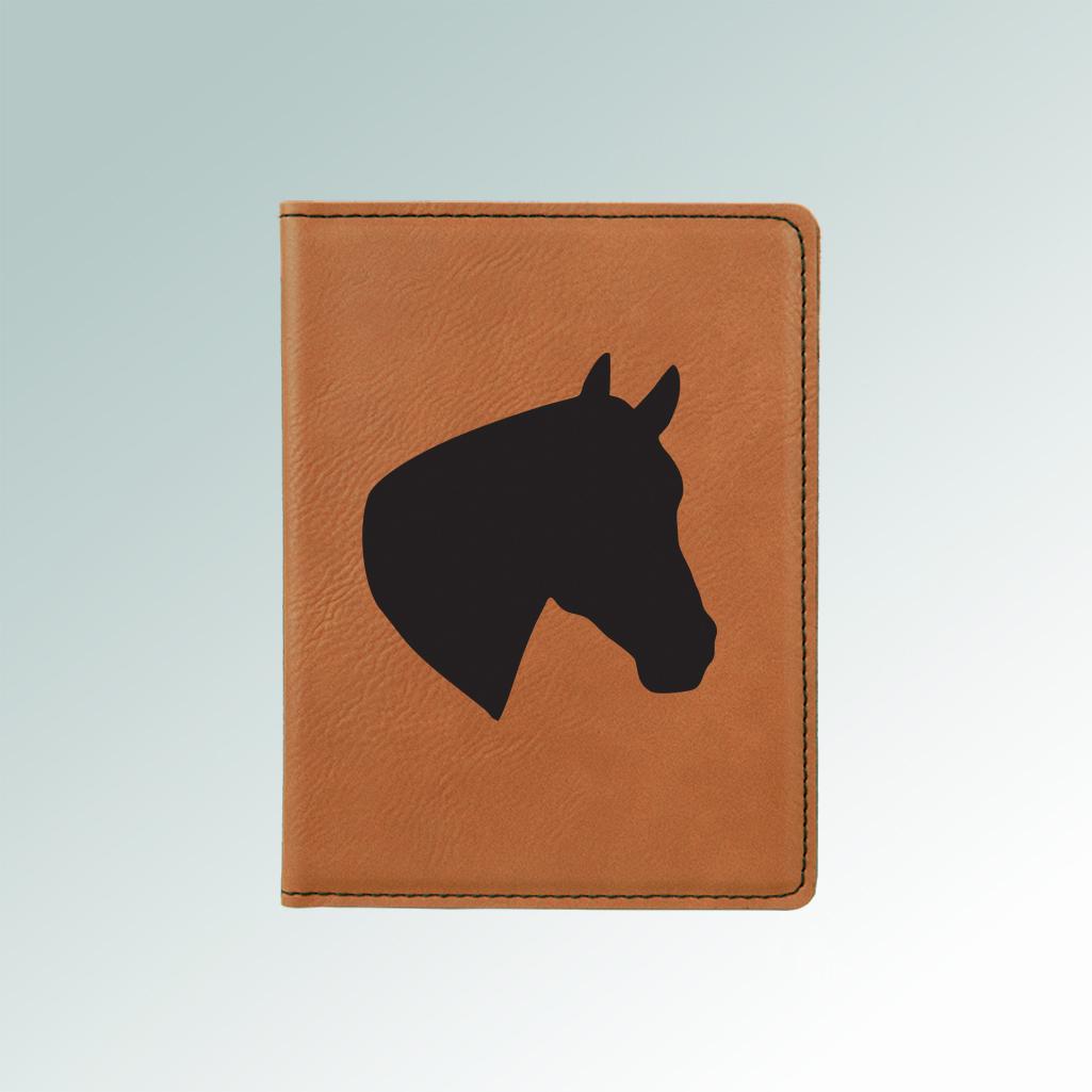 Custom Horse Silhouette Leatherette Passport Cover - Personalized Equestrian Travel Gift. 85+ horse silhouettes to choose from.