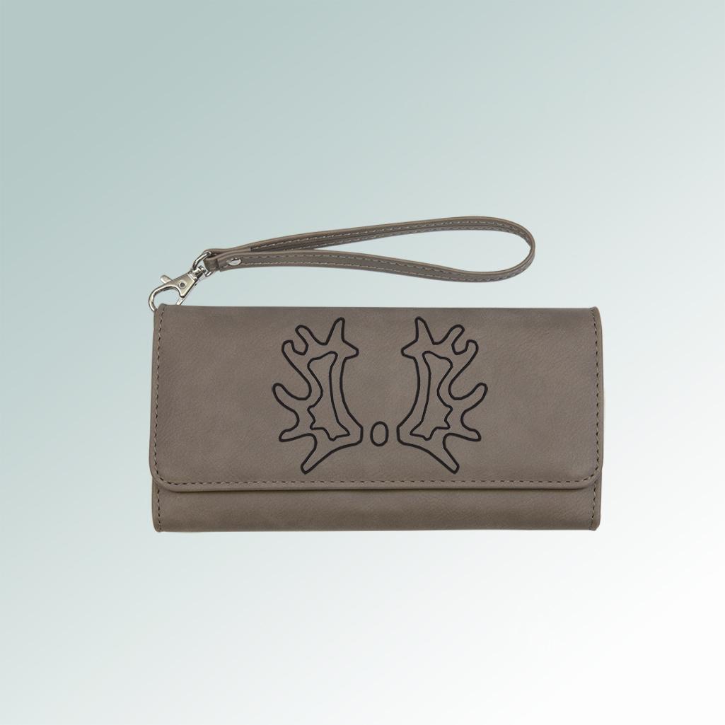 Personalized leatherette wallet with a removable wrist strap. Comes with your choice of horse breed logo. 25+ horse breed logos to choose from.