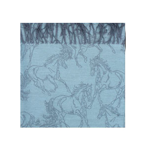 Equestrian inspired running horse turquoise Pashmina scarf.