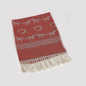 Running Horses and Horseshoes Rust Pashmina Scarf.