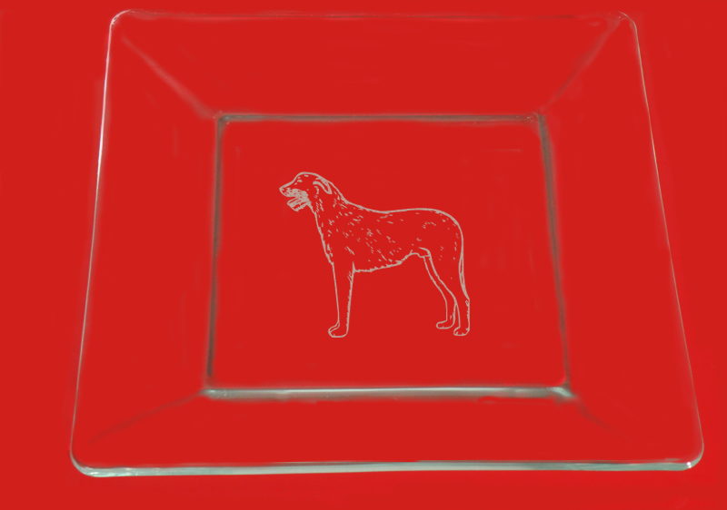Custom Engraved dinner / trophy Glass Plate - Herding Dog Design
