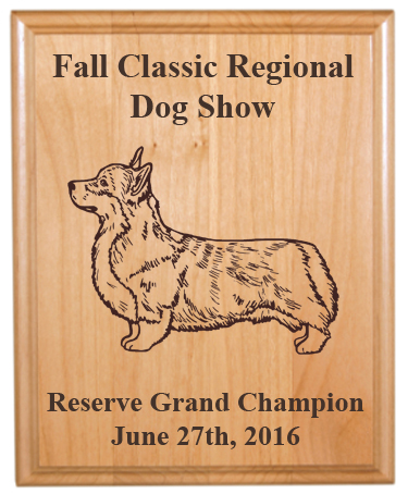 Genuine Red Alder plaque with engraved Corgi dog design and text. Makes great corgi award. Corgi Plaque