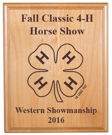 Genuine Red Alder plaque with engraved 4-H logo and text. Makes great 4-H award. 4-H Plaque