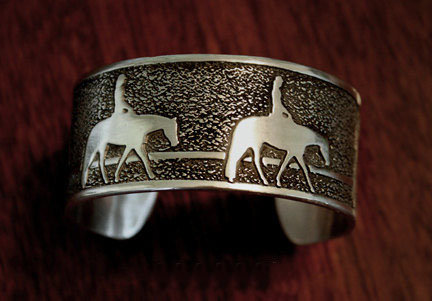 Western pleasure horse pewter cuff bracelet.