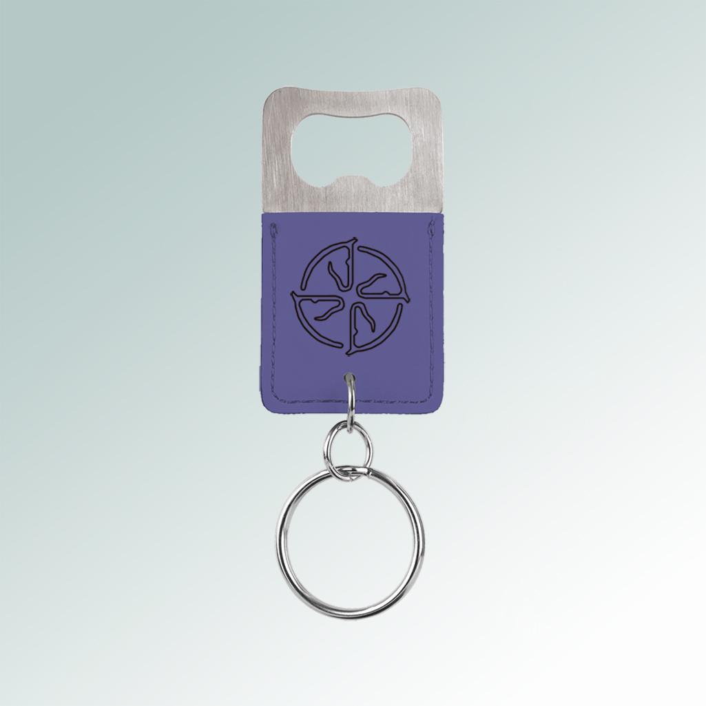 Personalized leatherette bottle opener key chain with the horse breed logo and custom engraved text of your choice. 25+ horse breed logos to choose from.